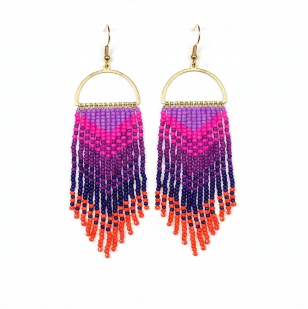 🆕️ Vibrant Multicolor Beaded Fringe Earrings